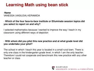 Learning Math using bean stick