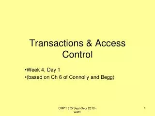 Transactions &amp; Access Control