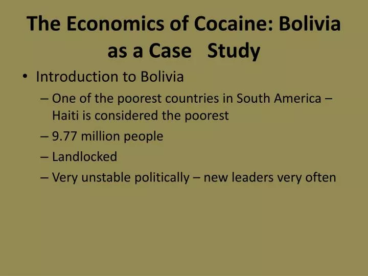 the economics of cocaine bolivia as a case study