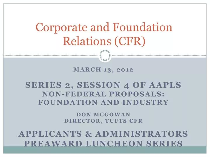corporate and foundation relations cfr