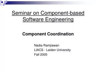 Seminar on Component-based Software Engineering