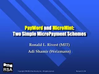 PayWord and MicroMint : Two Simple MicroPayment Schemes