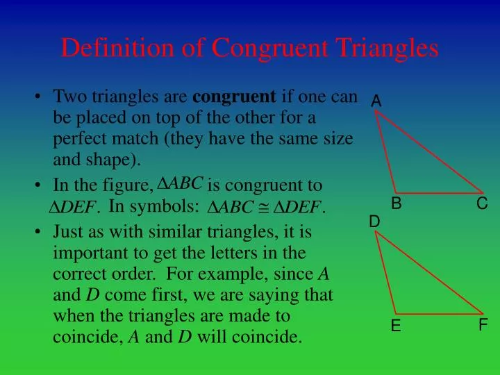 Ppt Definition Of Congruent Triangles Powerpoint Presentation Free Download Id1834587 5271