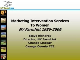 Marketing Intervention Services To Women NY FarmNet 1986-2006