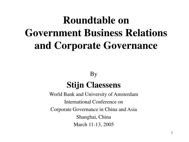 roundtable on government business relations and corporate governance