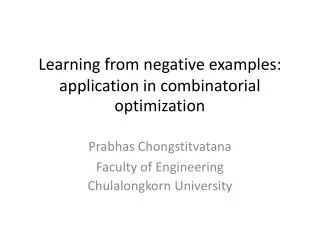Learning from negative examples: application in combinatorial optimization