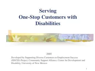 Serving One-Stop Customers with Disabilities