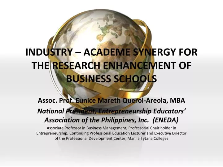 industry academe synergy for the research enhancement of business schools