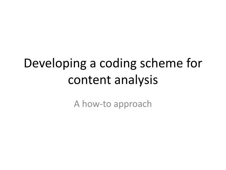 developing a coding scheme for content analysis
