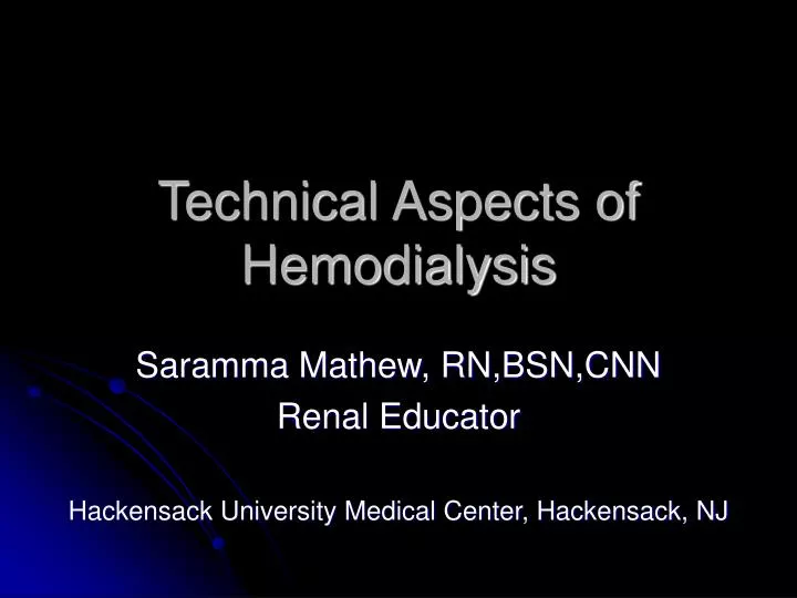 technical aspects of hemodialysis