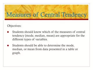 Measures of Central Tendency