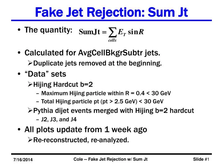 fake jet rejection sum jt