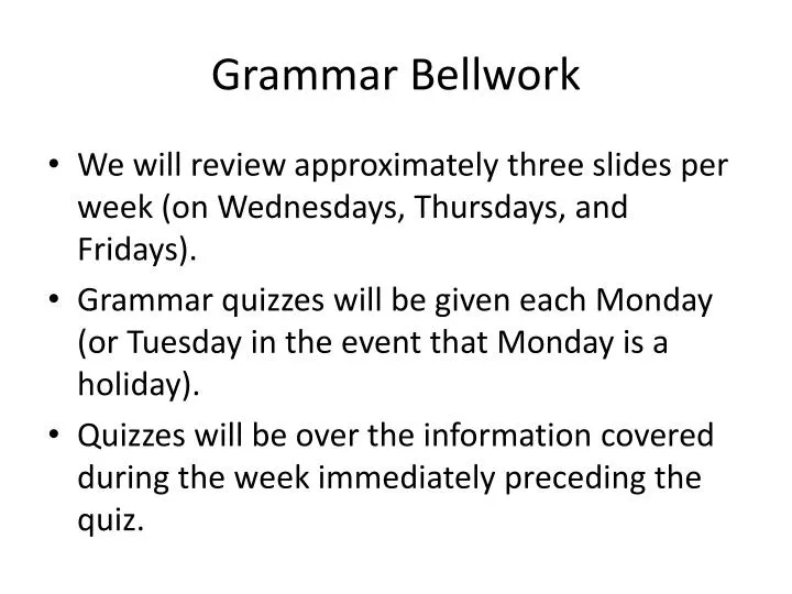 grammar bellwork