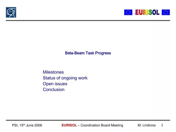 beta beam task progress