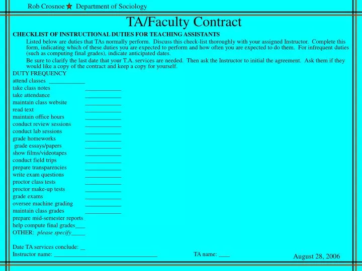 ta faculty contract