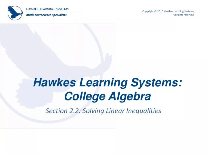 hawkes learning systems college algebra