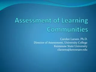 Assessment of Learning Communities