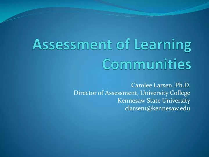 assessment of learning communities