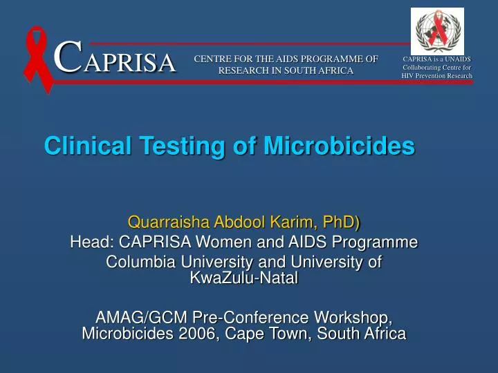 clinical testing of microbicides