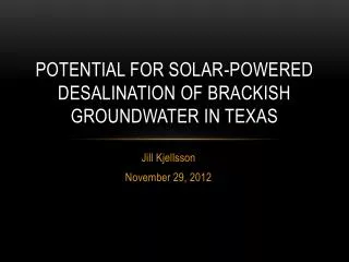 Potential for Solar-Powered Desalination of Brackish Groundwater In Texas