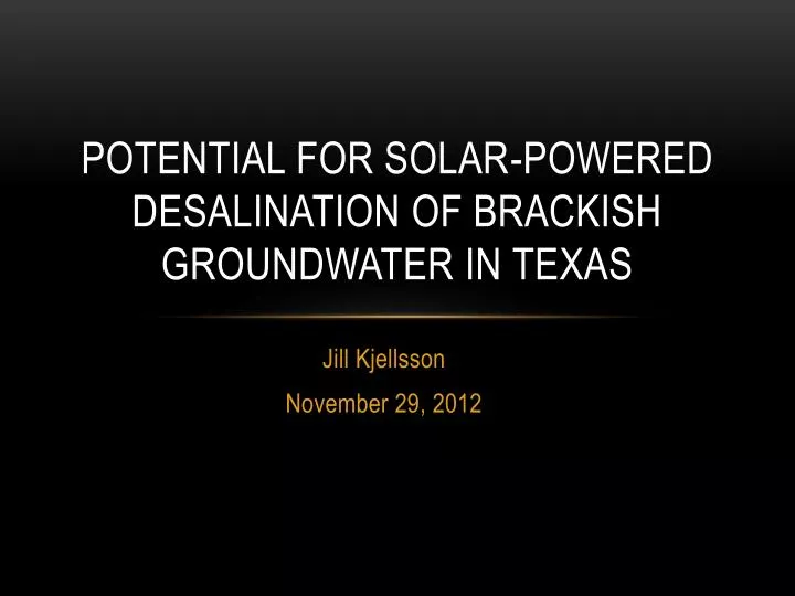 potential for solar powered desalination of brackish groundwater in texas