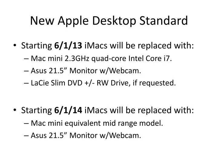 new apple desktop standard