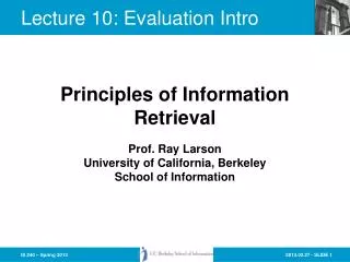 Lecture 10: Evaluation Intro
