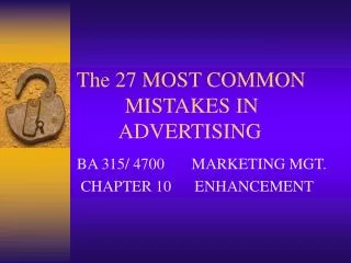 The 27 MOST COMMON MISTAKES IN ADVERTISING
