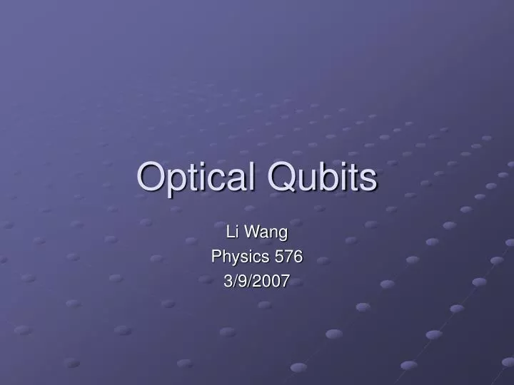 optical qubits