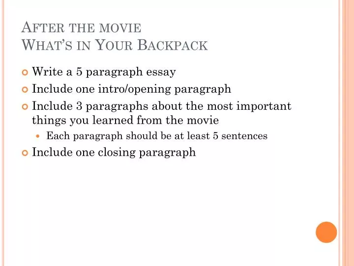 after the movie what s in your backpack