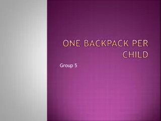 One Backpack Per Child
