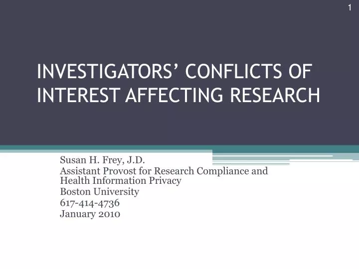 investigators conflicts of interest affecting research