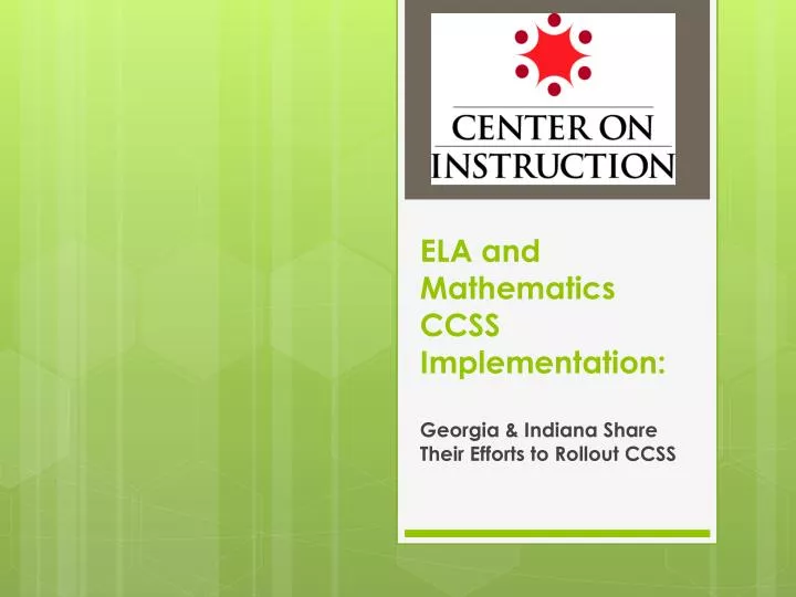 ela and mathematics ccss implementation