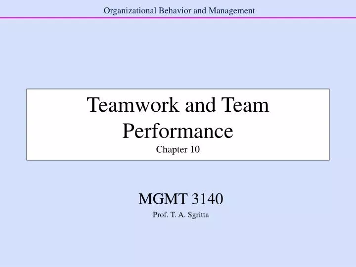 teamwork and team performance chapter 10