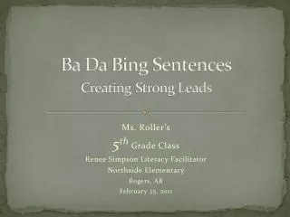 Ba Da Bing Sentences Creating Strong Leads