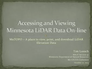 Accessing and Viewing Minnesota LiDAR Data On-line