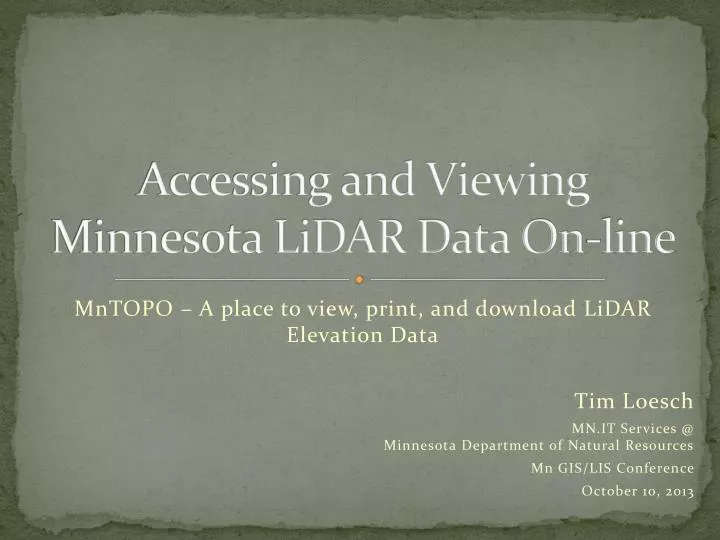 accessing and viewing minnesota lidar data on line