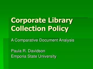 Corporate Library Collection Policy