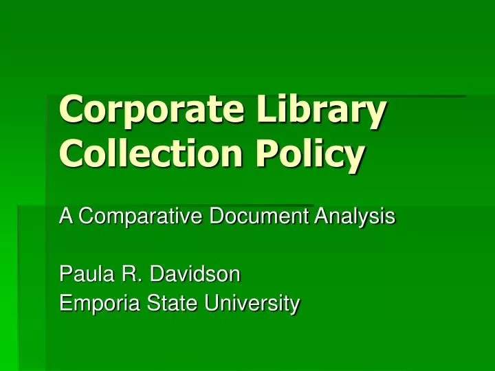 corporate library collection policy
