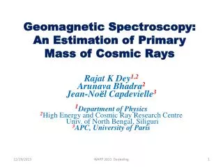 Geomagnetic Spectroscopy: An Estimation of Primary Mass of Cosmic Rays