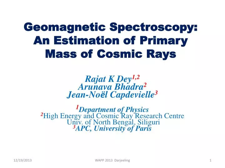 geomagnetic spectroscopy an estimation of primary mass of cosmic rays