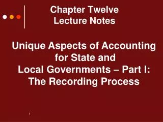 Chapter Twelve Lecture Notes