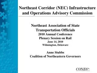 Northeast Corridor (NEC) Infrastructure and Operations Advisory Commission