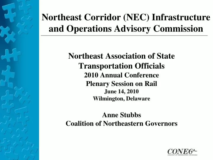 northeast corridor nec infrastructure and operations advisory commission
