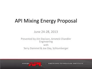 API Mixing Energy Proposal
