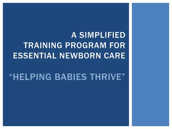 a simplified training program for essential newborn care helping babies thrive