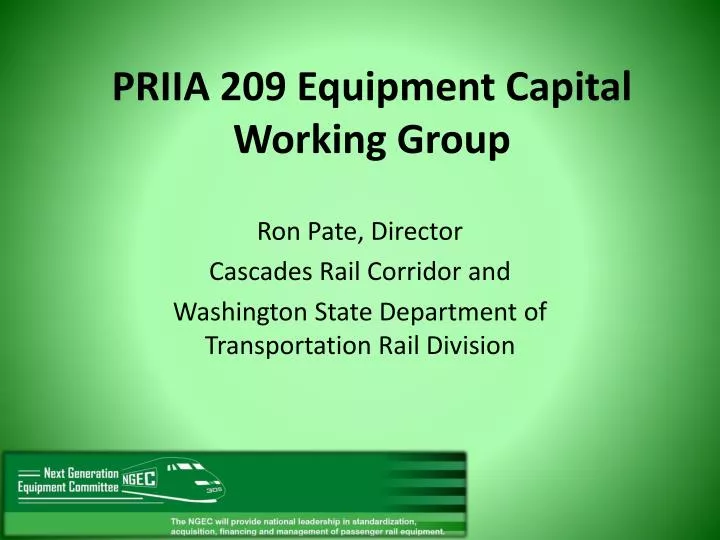 priia 209 equipment capital working group