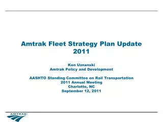 Amtrak Fleet Strategy Plan
