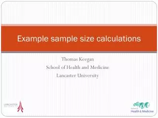 Example sample size calculations