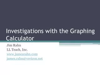 Investigations with the Graphing Calculator